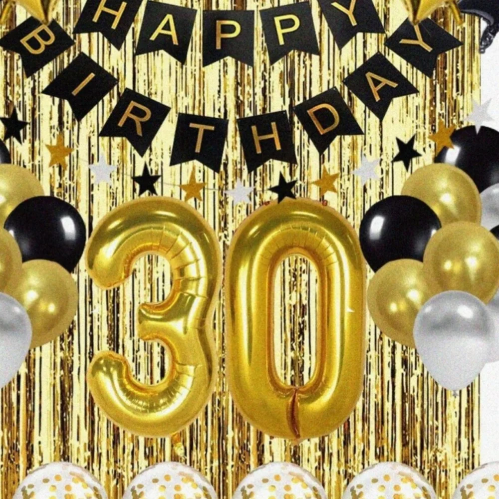 30th Birthday party gold themed decorations